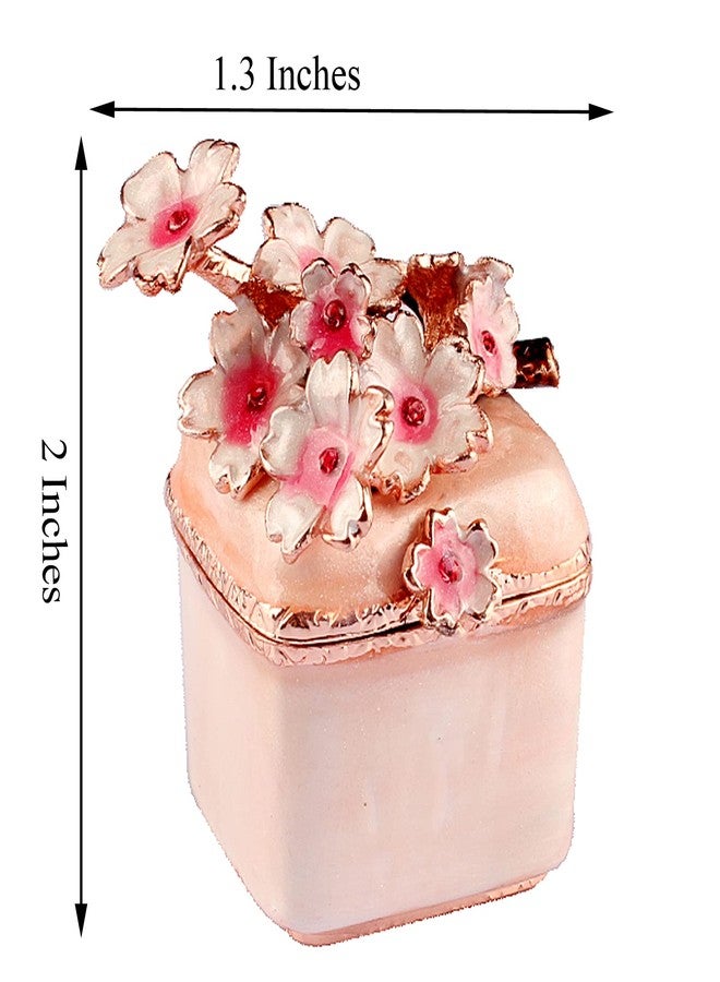 Xinkulas Cute Mini Cherry Blossoms Decorative Trinket Jewelry Box Ring Necklace Keepsake Case (Pink) - Image 2
